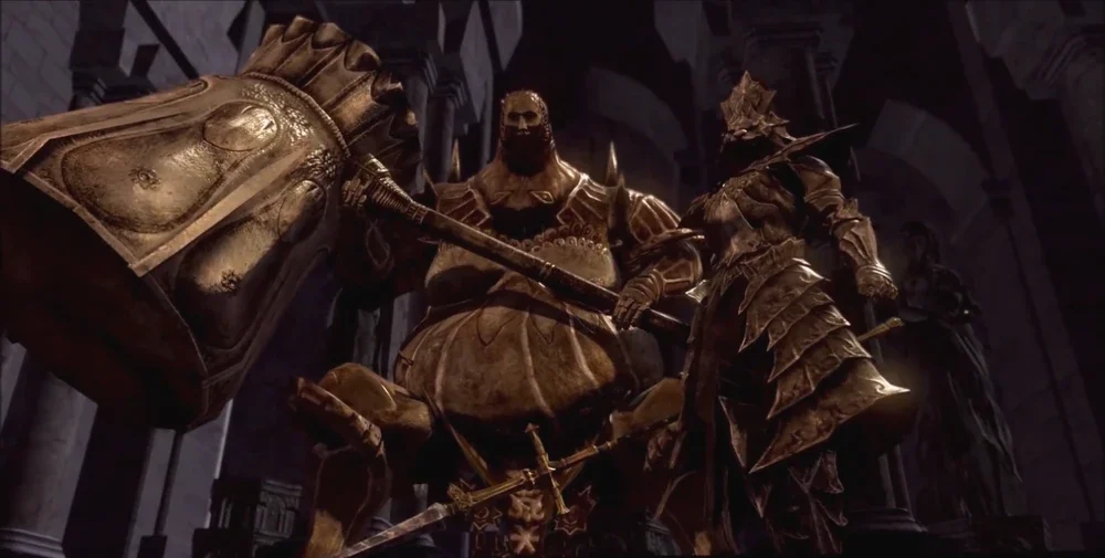 Ornstein e Smough entram juntos na defesa da catedral de Anor Londo.